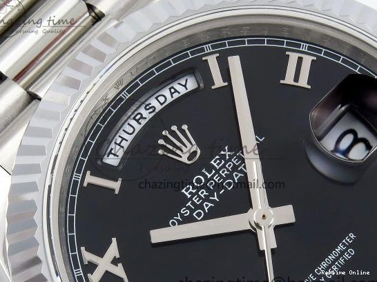 0213 Classic DayDate 40 SS JDF 904L Steel Black Roman Dial on President Bracelet VR3255 V3 (Gain Weight) 1434